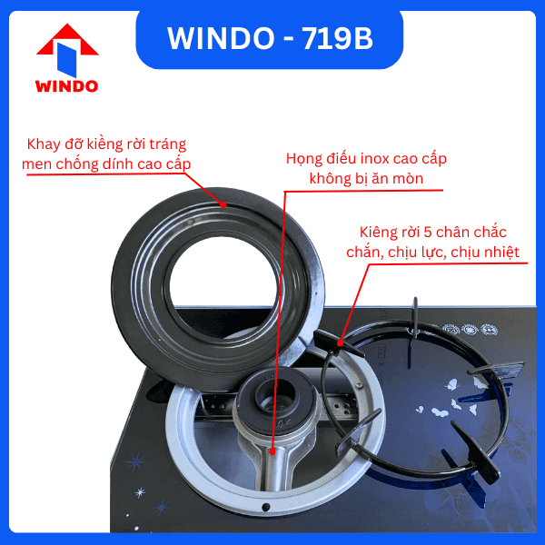 Bếp gas đôi mặt kính thiết kế kiềng rời