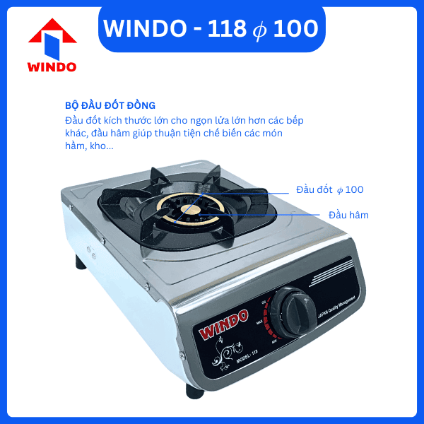 Bếp gas 1 lò nấu Windo