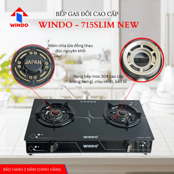 Ưu điểm bếp gas đôi để bản Windo - 715SLIM NEW