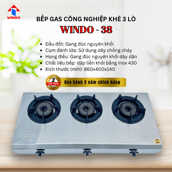 Bếp gas khè 3 lò chuyên dùng cho nhà hàng quán ăn