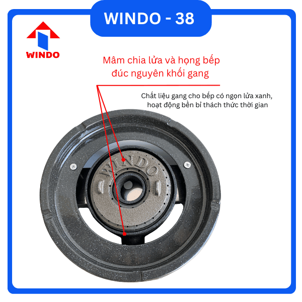 Mâm chia lửa bếp khè 3 lò Windo đúc nguyên khối gang