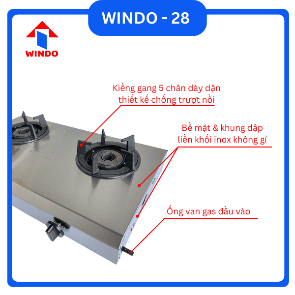 Mâm chia lửa và họng bếp đúc nguyên khối chất liệu gang cho ngọn lửa xanh và mạnh